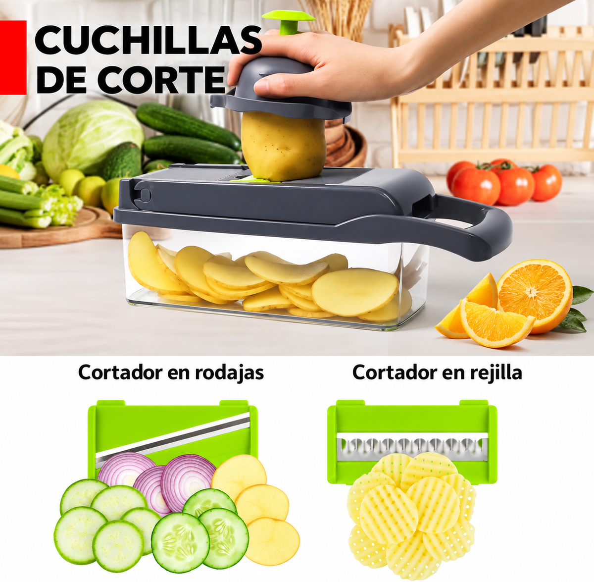 CORTADOR DE FRUTA Y VERDURA MULTIFUNCIONAL | TODO EN 1
